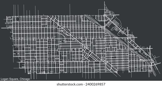 Detailed hand-drawn navigational urban street roads map of the LOGAN SQUARE COMMUNITY AREA of the American city of CHICAGO, ILLINOIS with vivid road lines and name tag on solid background