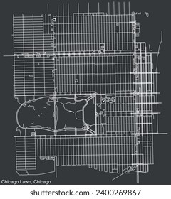 Detailed hand-drawn navigational urban street roads map of the CHICAGO LAWN COMMUNITY AREA of the American city of CHICAGO, ILLINOIS with vivid road lines and name tag on solid background