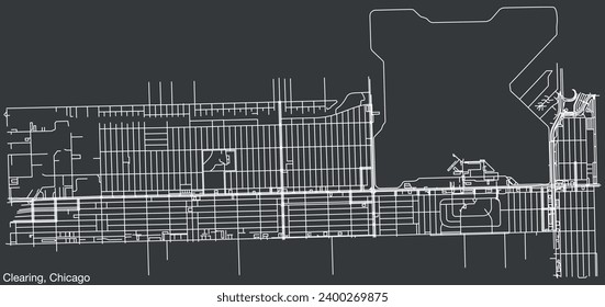 Detailed hand-drawn navigational urban street roads map of the CLEARING COMMUNITY AREA of the American city of CHICAGO, ILLINOIS with vivid road lines and name tag on solid background