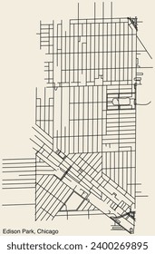 Detailed hand-drawn navigational urban street roads map of the EDISON PARK COMMUNITY AREA of the American city of CHICAGO, ILLINOIS with vivid road lines and name tag on solid background