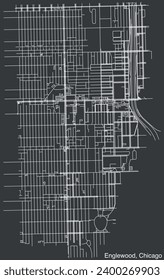 Detailed hand-drawn navigational urban street roads map of the ENGLEWOOD COMMUNITY AREA of the American city of CHICAGO, ILLINOIS with vivid road lines and name tag on solid background