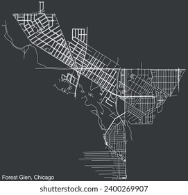 Detailed hand-drawn navigational urban street roads map of the FOREST GLEN COMMUNITY AREA of the American city of CHICAGO, ILLINOIS with vivid road lines and name tag on solid background