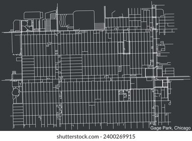 Detailed hand-drawn navigational urban street roads map of the GAGE PARK COMMUNITY AREA of the American city of CHICAGO, ILLINOIS with vivid road lines and name tag on solid background