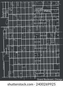 Detailed hand-drawn navigational urban street roads map of the GRAND BOULEVARD COMMUNITY AREA of the American city of CHICAGO, ILLINOIS with vivid road lines and name tag on solid background