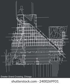 Detailed hand-drawn navigational urban street roads map of the GREATER GRAND CROSSING COMMUNITY AREA of the American city of CHICAGO, ILLINOIS with vivid road lines and name tag on solid background