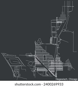 Detailed hand-drawn navigational urban street roads map of the HEGEWISCH COMMUNITY AREA of the American city of CHICAGO, ILLINOIS with vivid road lines and name tag on solid background