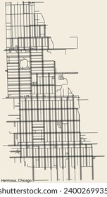 Detailed hand-drawn navigational urban street roads map of the HERMOSA COMMUNITY AREA of the American city of CHICAGO, ILLINOIS with vivid road lines and name tag on solid background