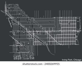 Detailed hand-drawn navigational urban street roads map of the IRVING PARK COMMUNITY AREA of the American city of CHICAGO, ILLINOIS with vivid road lines and name tag on solid background