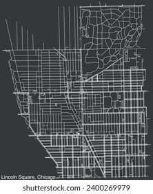 Detailed hand-drawn navigational urban street roads map of the LINCOLN SQUARE COMMUNITY AREA of the American city of CHICAGO, ILLINOIS with vivid road lines and name tag on solid background