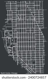 Detailed hand-drawn navigational urban street roads map of the NORTH CENTER COMMUNITY AREA of the American city of CHICAGO, ILLINOIS with vivid road lines and name tag on solid background