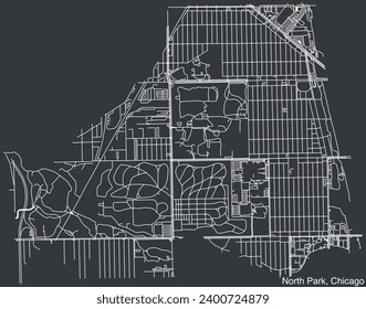 Detailed hand-drawn navigational urban street roads map of the NORTH PARK COMMUNITY AREA of the American city of CHICAGO, ILLINOIS with vivid road lines and name tag on solid background