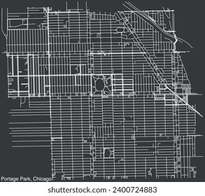 Detailed hand-drawn navigational urban street roads map of the PORTAGE PARK COMMUNITY AREA of the American city of CHICAGO, ILLINOIS with vivid road lines and name tag on solid background