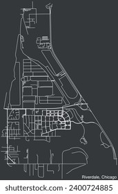 Detailed hand-drawn navigational urban street roads map of the RIVERDALE COMMUNITY AREA of the American city of CHICAGO, ILLINOIS with vivid road lines and name tag on solid background