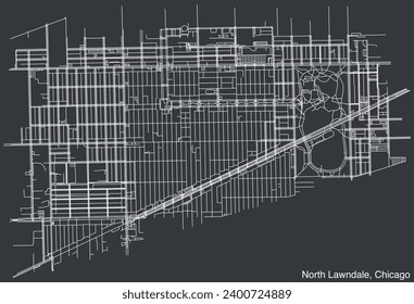 Detailed hand-drawn navigational urban street roads map of the NORTH LAWNDALE COMMUNITY AREA of the American city of CHICAGO, ILLINOIS with vivid road lines and name tag on solid background