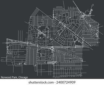 Detailed hand-drawn navigational urban street roads map of the NORWOOD PARK COMMUNITY AREA of the American city of CHICAGO, ILLINOIS with vivid road lines and name tag on solid background