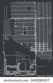 Detailed hand-drawn navigational urban street roads map of the WEST LAWN COMMUNITY AREA of the American city of CHICAGO, ILLINOIS with vivid road lines and name tag on solid background