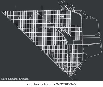 Detailed hand-drawn navigational urban street roads map of the SOUTH CHICAGO COMMUNITY AREA of the American city of CHICAGO, ILLINOIS with vivid road lines and name tag on solid background