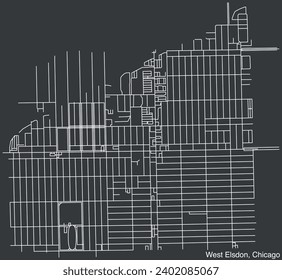 Detailed hand-drawn navigational urban street roads map of the WEST ELSDON COMMUNITY AREA of the American city of CHICAGO, ILLINOIS with vivid road lines and name tag on solid background