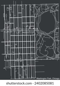 Detailed hand-drawn navigational urban street roads map of the WASHINGTON PARK COMMUNITY AREA of the American city of CHICAGO, ILLINOIS with vivid road lines and name tag on solid background