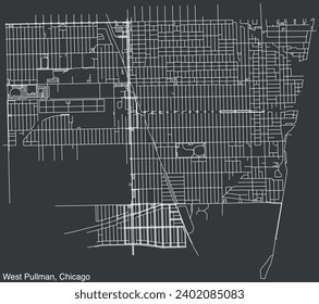 Detailed hand-drawn navigational urban street roads map of the WEST PULLMAN COMMUNITY AREA of the American city of CHICAGO, ILLINOIS with vivid road lines and name tag on solid background