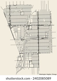 Detailed hand-drawn navigational urban street roads map of the WASHINGTON HEIGHTS COMMUNITY AREA of the American city of CHICAGO, ILLINOIS with vivid road lines and name tag on solid background