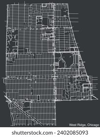 Detailed hand-drawn navigational urban street roads map of the WEST RIDGE COMMUNITY AREA of the American city of CHICAGO, ILLINOIS with vivid road lines and name tag on solid background