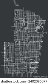 Detailed hand-drawn navigational urban street roads map of the ROSELAND COMMUNITY AREA of the American city of CHICAGO, ILLINOIS with vivid road lines and name tag on solid background
