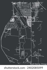 Detailed hand-drawn navigational urban street roads map of the SOUTH DEERING COMMUNITY AREA of the American city of CHICAGO, ILLINOIS with vivid road lines and name tag on solid background