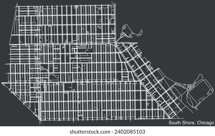 Detailed hand-drawn navigational urban street roads map of the SOUTH SHORE COMMUNITY AREA of the American city of CHICAGO, ILLINOIS with vivid road lines and name tag on solid background