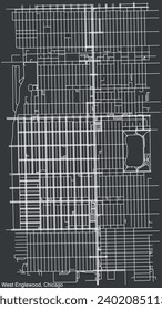 Detailed hand-drawn navigational urban street roads map of the WEST ENGLEWOOD COMMUNITY AREA of the American city of CHICAGO, ILLINOIS with vivid road lines and name tag on solid background