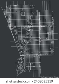 Detailed hand-drawn navigational urban street roads map of the WASHINGTON HEIGHTS COMMUNITY AREA of the American city of CHICAGO, ILLINOIS with vivid road lines and name tag on solid background