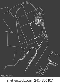 Detailed hand-drawn navigational urban street roads map of the DOEL SECTION of the Belgian municipality of BEVEREN, Belgium with vivid road lines and name tag on solid background