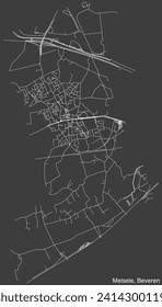 Detailed hand-drawn navigational urban street roads map of the MELSELE SECTION of the Belgian municipality of BEVEREN, Belgium with vivid road lines and name tag on solid background