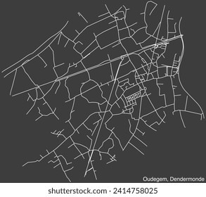 Detailed hand-drawn navigational urban street roads map of the OUDEGEM COMMUNITY of the Belgian municipality of DENDERMONDE, Belgium with vivid road lines and name tag on solid background