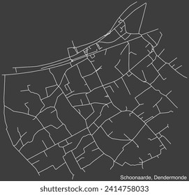 Detailed hand-drawn navigational urban street roads map of the SCHOONAARDE COMMUNITY of the Belgian municipality of DENDERMONDE, Belgium with vivid road lines and name tag on solid background