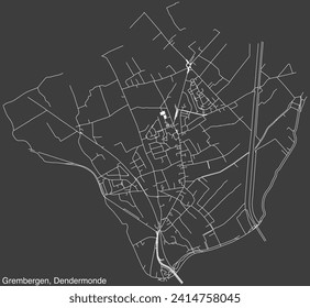 Detailed hand-drawn navigational urban street roads map of the GREMBERGEN COMMUNITY of the Belgian municipality of DENDERMONDE, Belgium with vivid road lines and name tag on solid background