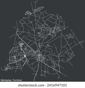 Detailed hand-drawn navigational urban street roads map of the MERKSPLAS COMMUNE of the Belgian municipality of TURNHOUT, Belgium with vivid road lines and name tag on solid background