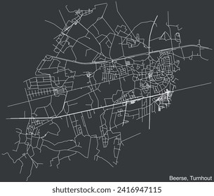 Detailed hand-drawn navigational urban street roads map of the BEERSE COMMUNE of the Belgian municipality of TURNHOUT, Belgium with vivid road lines and name tag on solid background