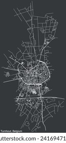 Detailed hand-drawn navigational urban street roads map of the Belgian municipality of TURNHOUT, BELGIUM with solid road lines and name tag on vintage background