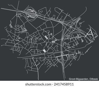 Detailed hand-drawn navigational urban street roads map of the GROOT-BIJGAARDEN COMMUNE of the Belgian municipality of DILBEEK, Belgium with vivid road lines and name tag on solid background