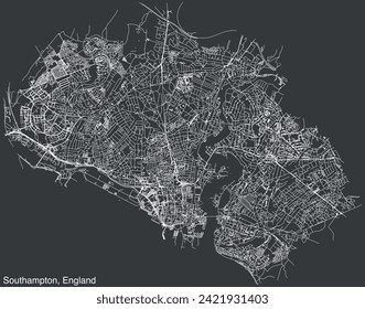 Detailed hand-drawn navigational urban street roads map of the United Kingdom city township of SOUTHAMPTON, ENGLAND with vivid road lines and name tag on solid background