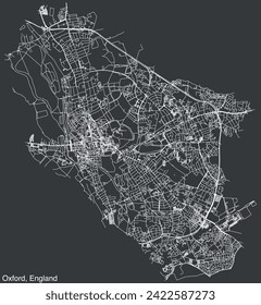 Detailed hand-drawn navigational urban street roads map of the United Kingdom city township of OXFORD, ENGLAND with vivid road lines and name tag on solid background