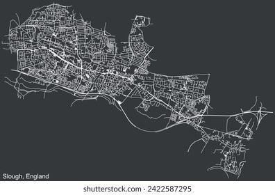 Detailed hand-drawn navigational urban street roads map of the United Kingdom city township of SLOUGH, ENGLAND with vivid road lines and name tag on solid background