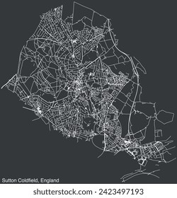 Detailed hand-drawn navigational urban street roads map of the United Kingdom city township of SUTTON COLDFIELD, ENGLAND with vivid road lines and name tag on solid background