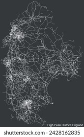 Detailed hand-drawn navigational urban street roads map of the United Kingdom city township of HIGH PEAK DISTRICT, ENGLAND with vivid road lines and name tag on solid background