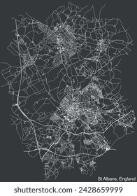 Detailed hand-drawn navigational urban street roads map of the United Kingdom city township of ST ALBANS, ENGLAND with vivid road lines and name tag on solid background