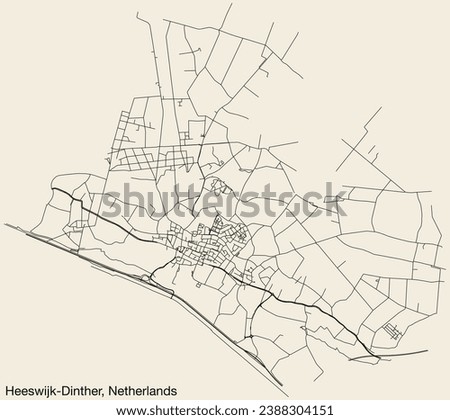 Detailed hand-drawn navigational urban street roads map of the Dutch city of HEESWIJK-DINTHER, NETHERLANDS with solid road lines and name tag on vintage background Stock photo © 