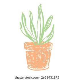 A detailed hand-drawn succulent in a decorative pot, designed with minimalist style and fine lines, perfect for botanical decor.