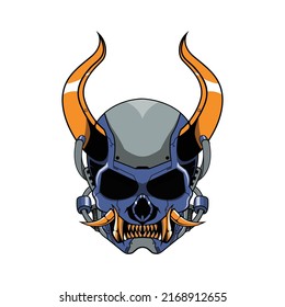 Detailed Head Character Technology Futuristic Blue Mecha Monster Robot Vector with Modern Illustration