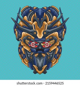 Dibujo vectorial de diseño de caracteres del robot de cabeza detallado